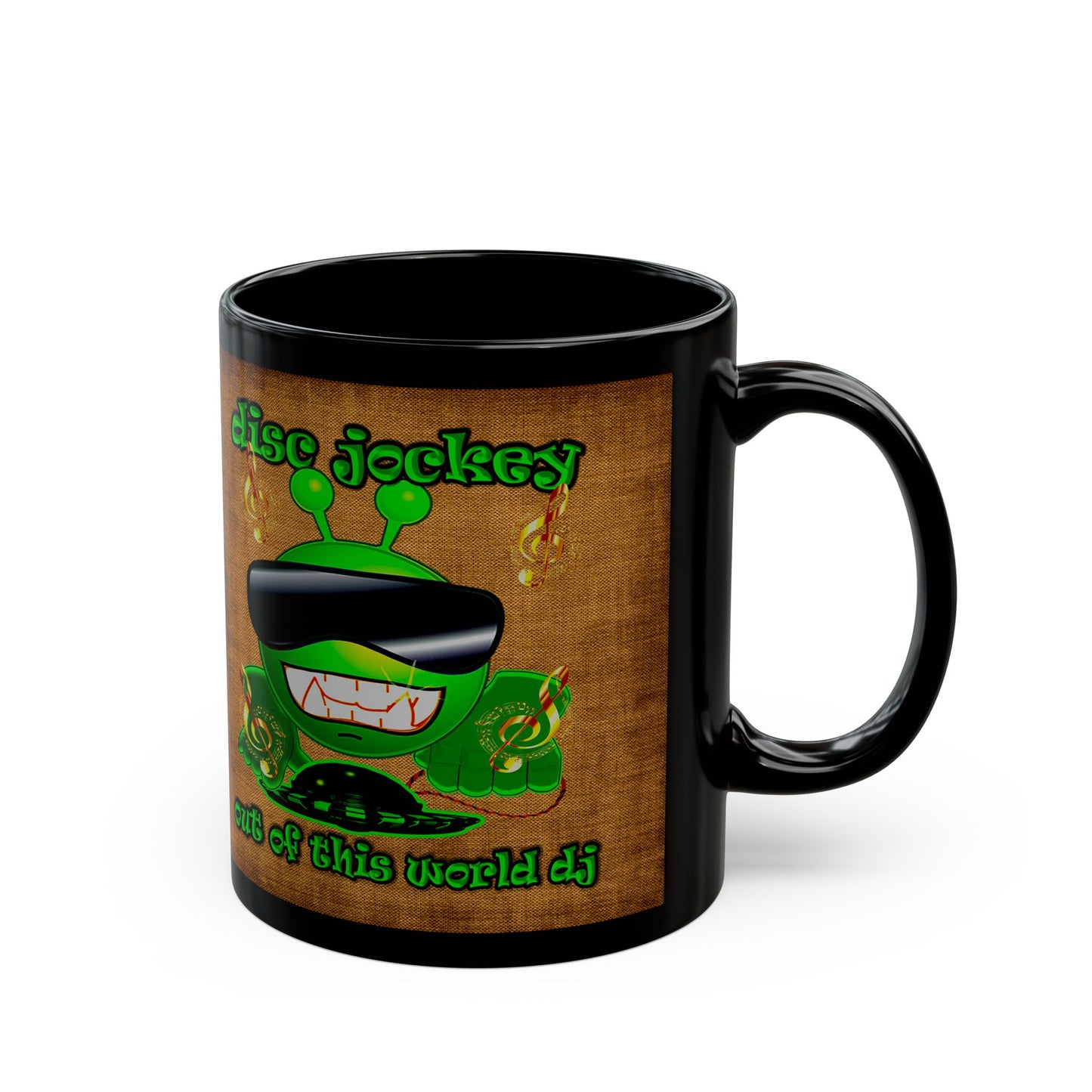 disc jockey - Black Mug (brown papyrus)