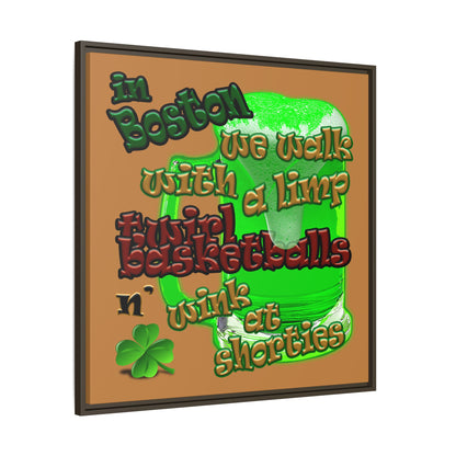 celtics logo - framed canvas art (light brown)