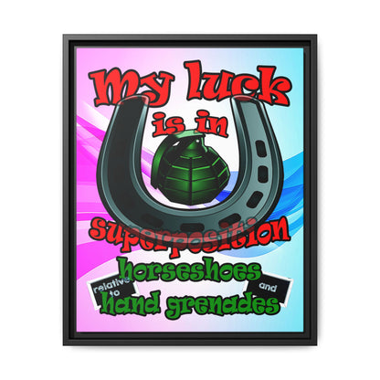my luck - framed canvas art (light blue-pink wave)