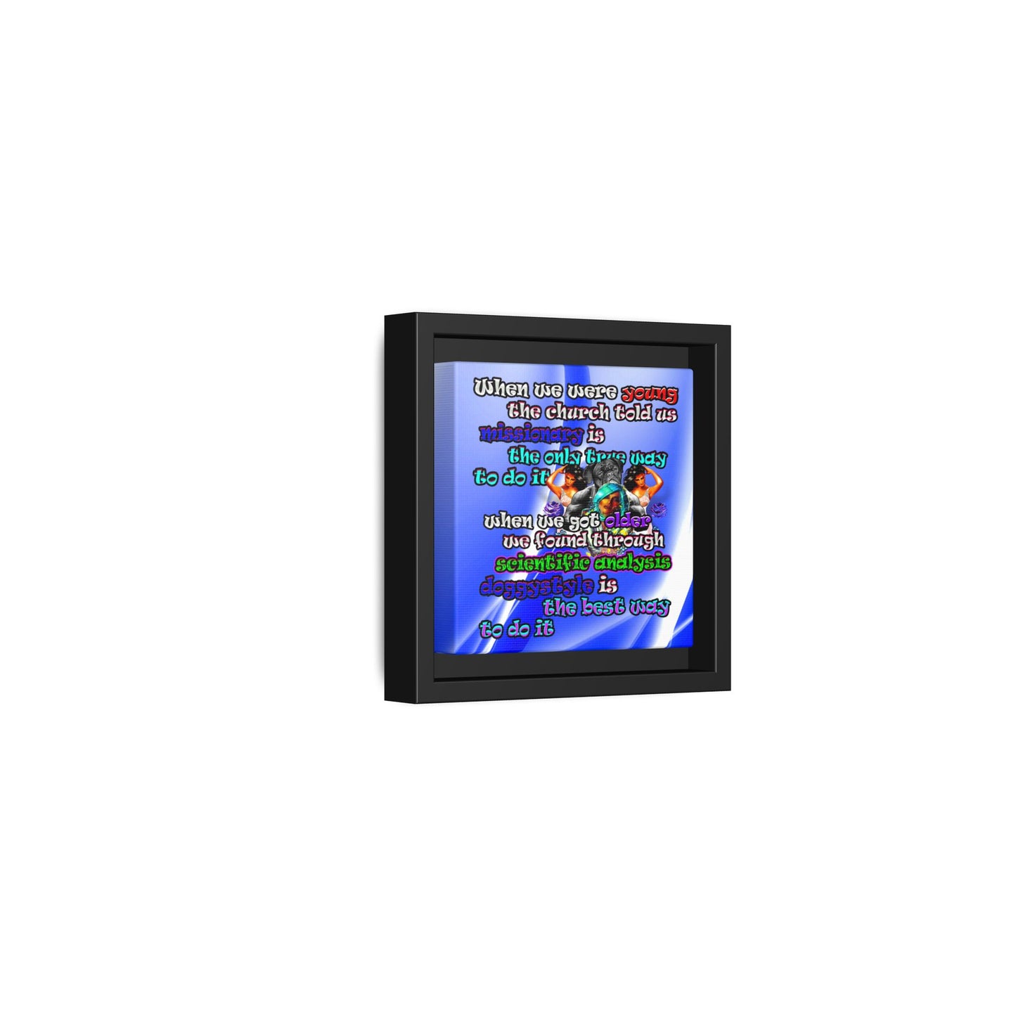doggystyle - framed canvas art (blue-white wave)