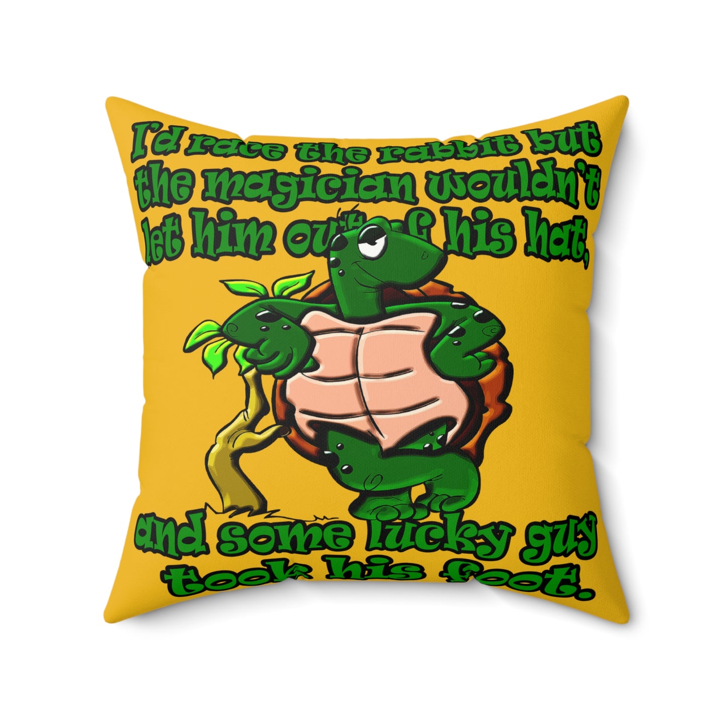 turtle race - Faux Suede Square Pillow - (yellow)