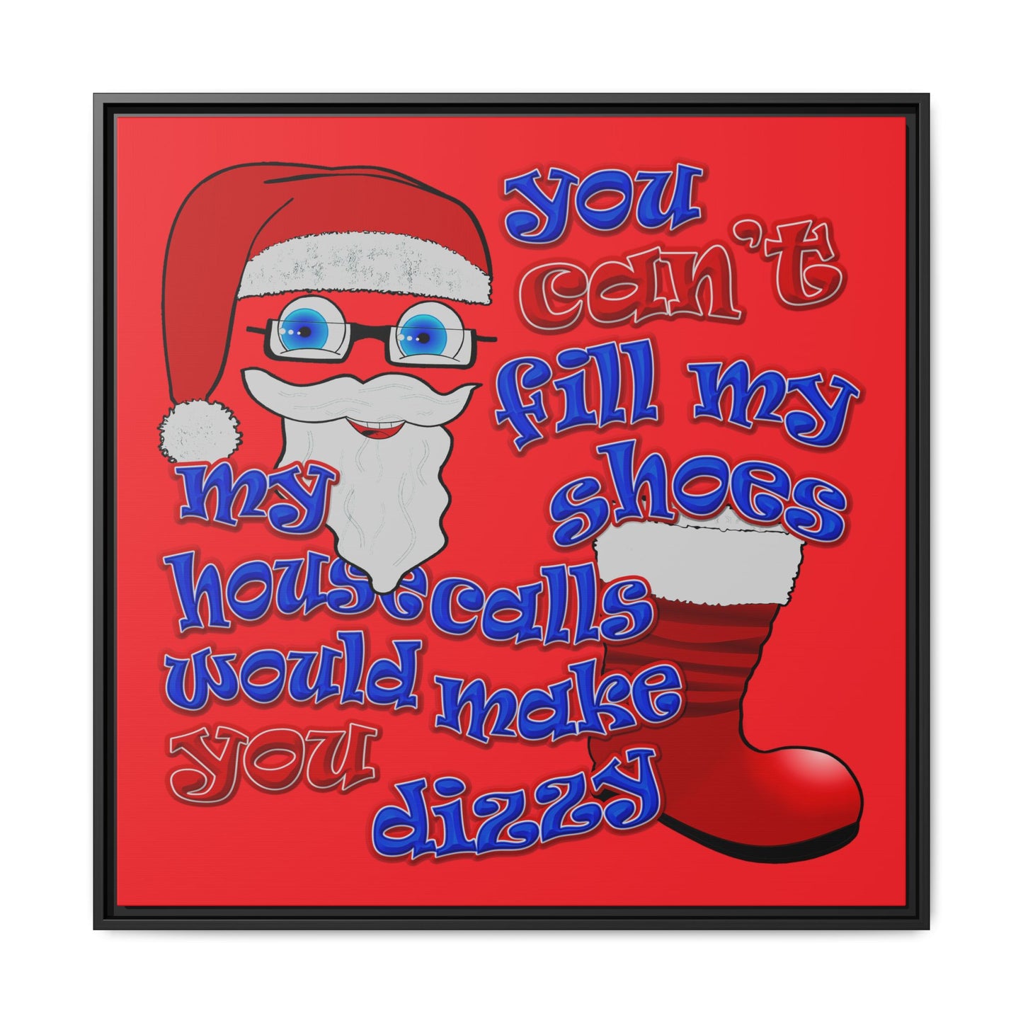 santa's shoes - framed canvas art (red)