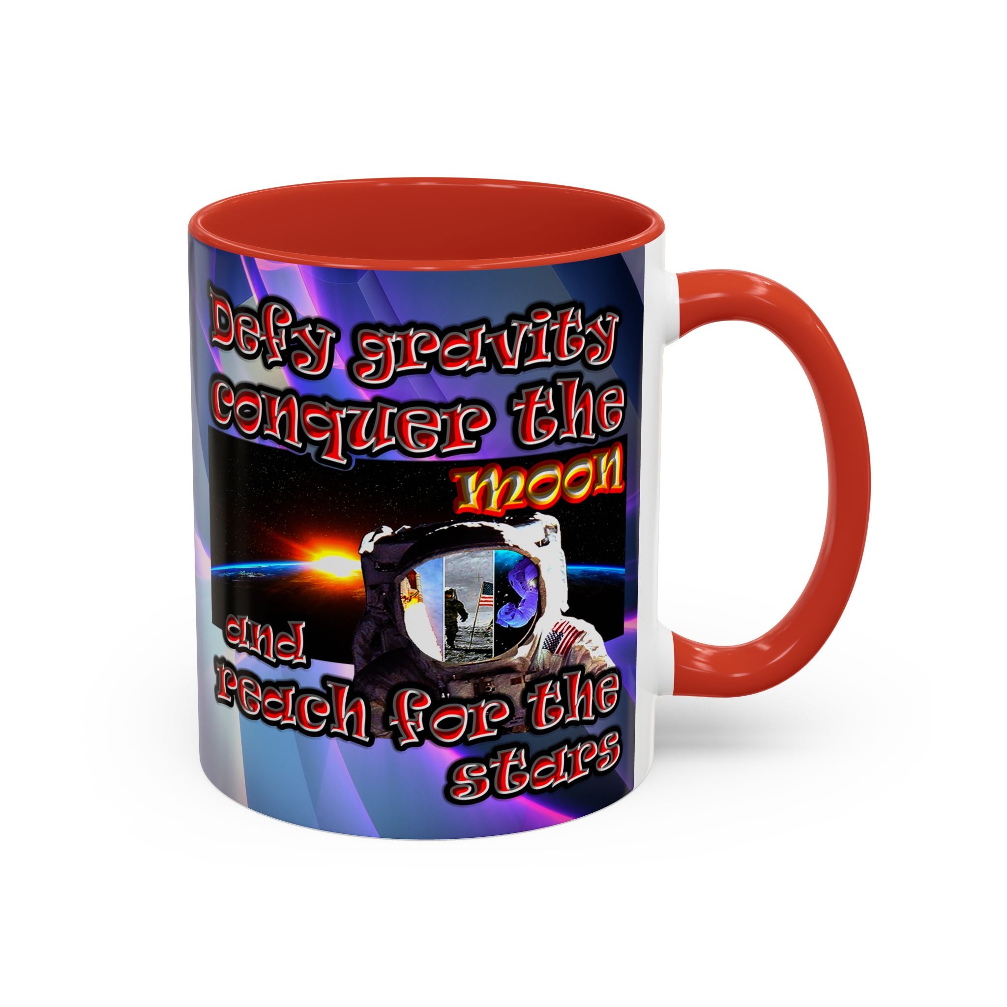 defy conquer reach - Accent Mug (grey-pink wave)