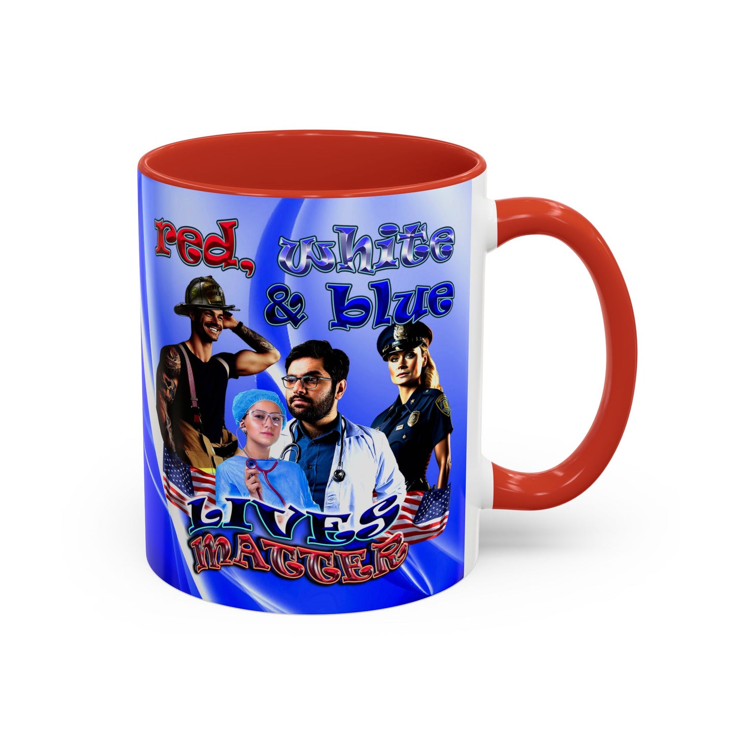 rw&b lives matter - Accent Mug (blue-white wave)
