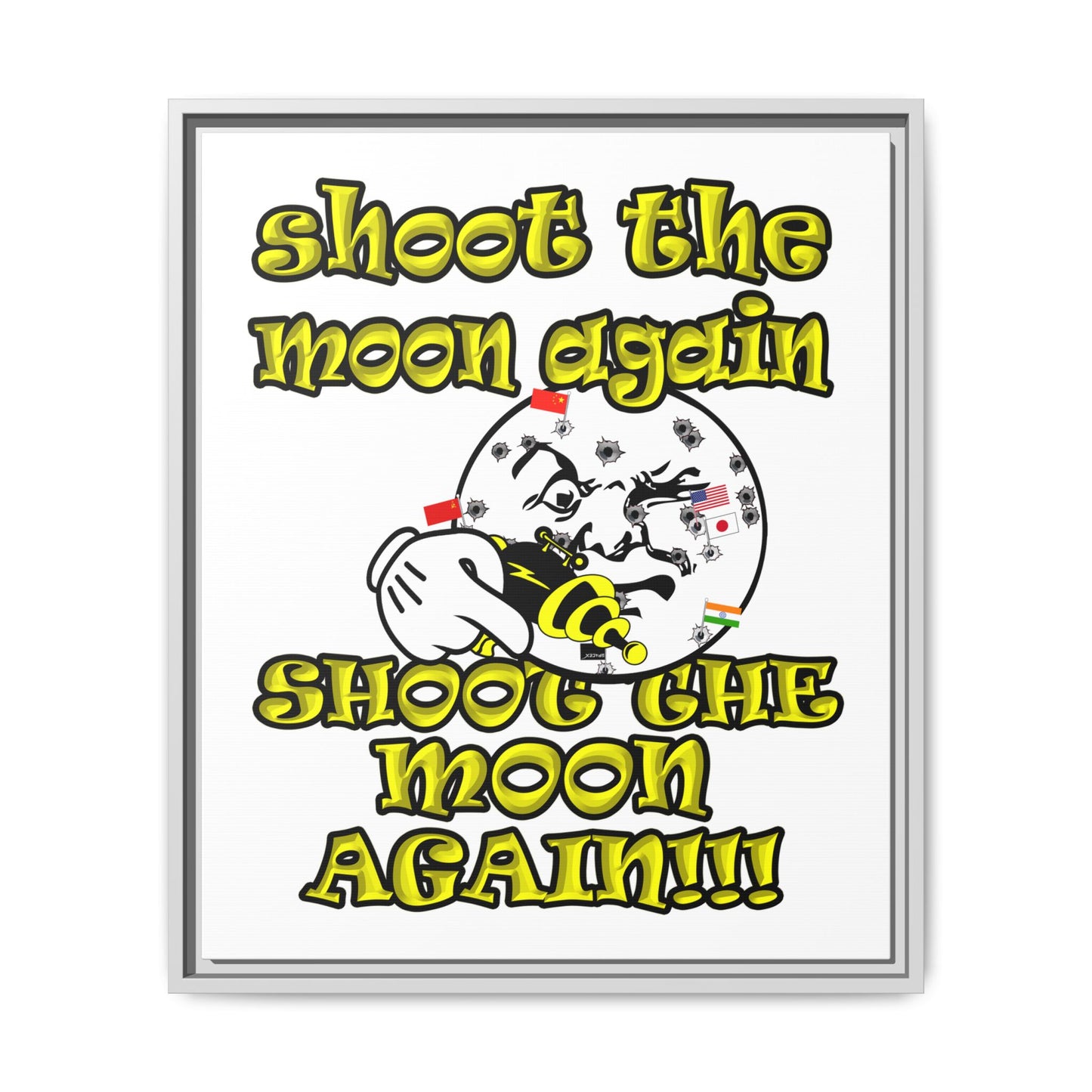 shoot the moon again - framed canvas art (white)