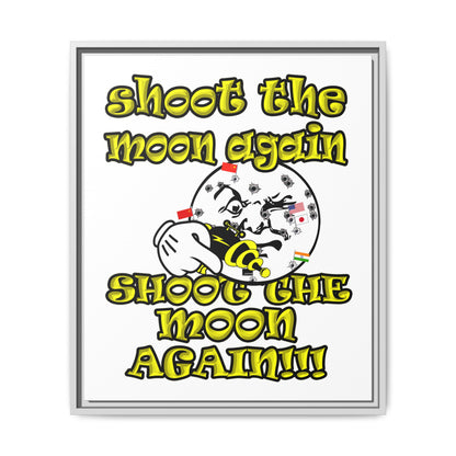 shoot the moon again - framed canvas art (white)