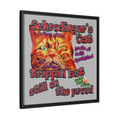 schrodinger's cat - framed canvas art (light grey)