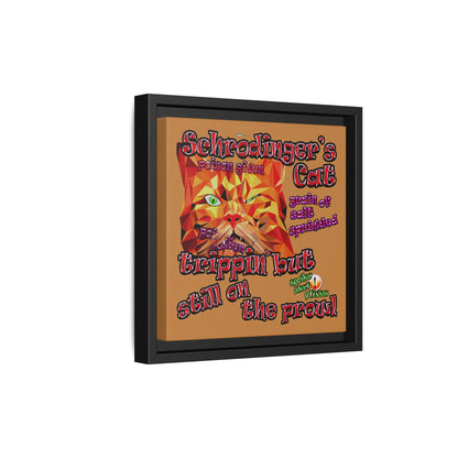 schrodinger's cat - framed canvas art (light brown)