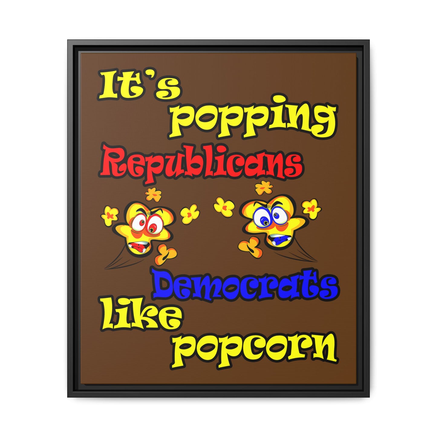 popping like popcorn - framed canvas art (brown)
