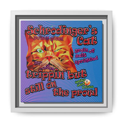 schrodinger's cat - framed canvas art (light blue-purple wave)