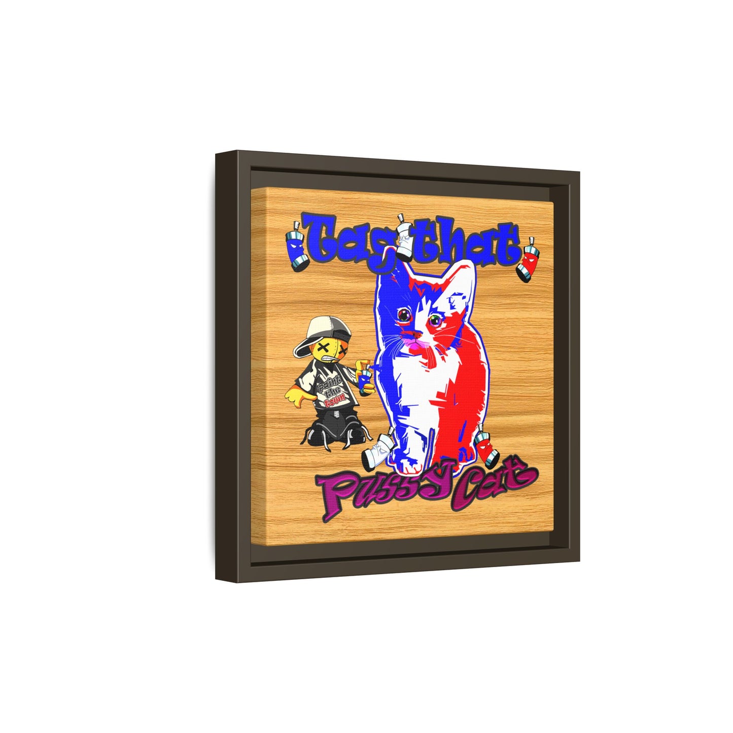 tag that - framed canvas art (butterscotch wood finish)