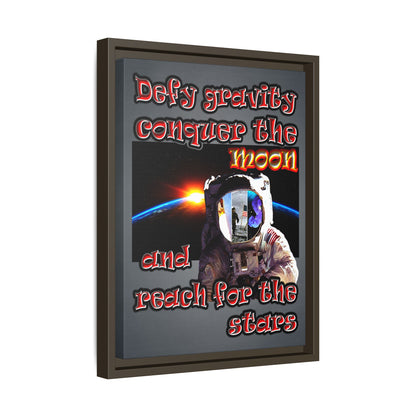 defy conquer reach - framed canvas art (grey-light grey)
