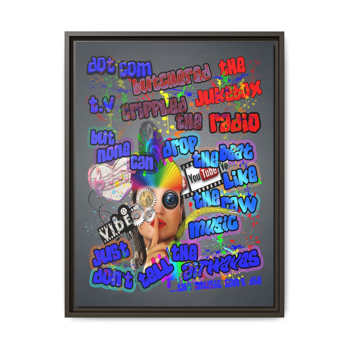 drop the beat - framed canvas art (grey-light grey)