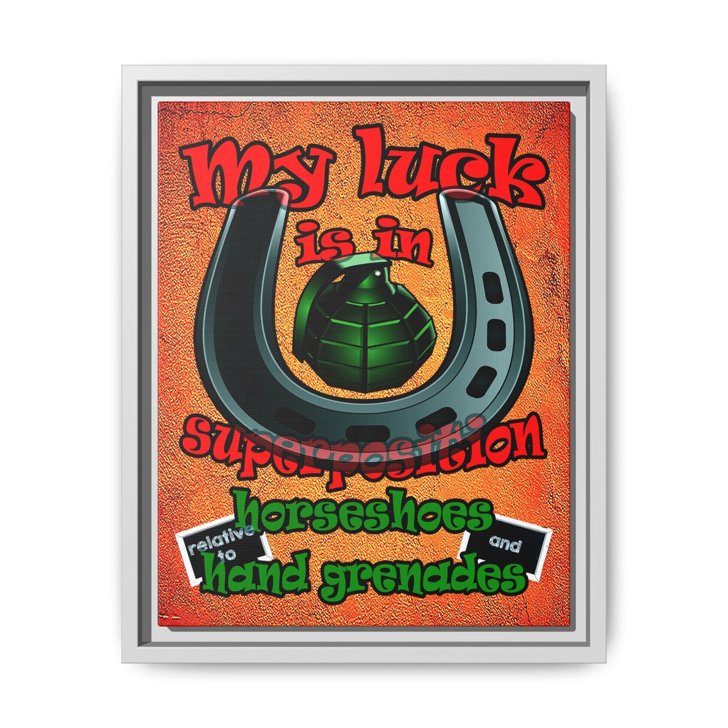 my luck - framed canvas art (burnt orange)