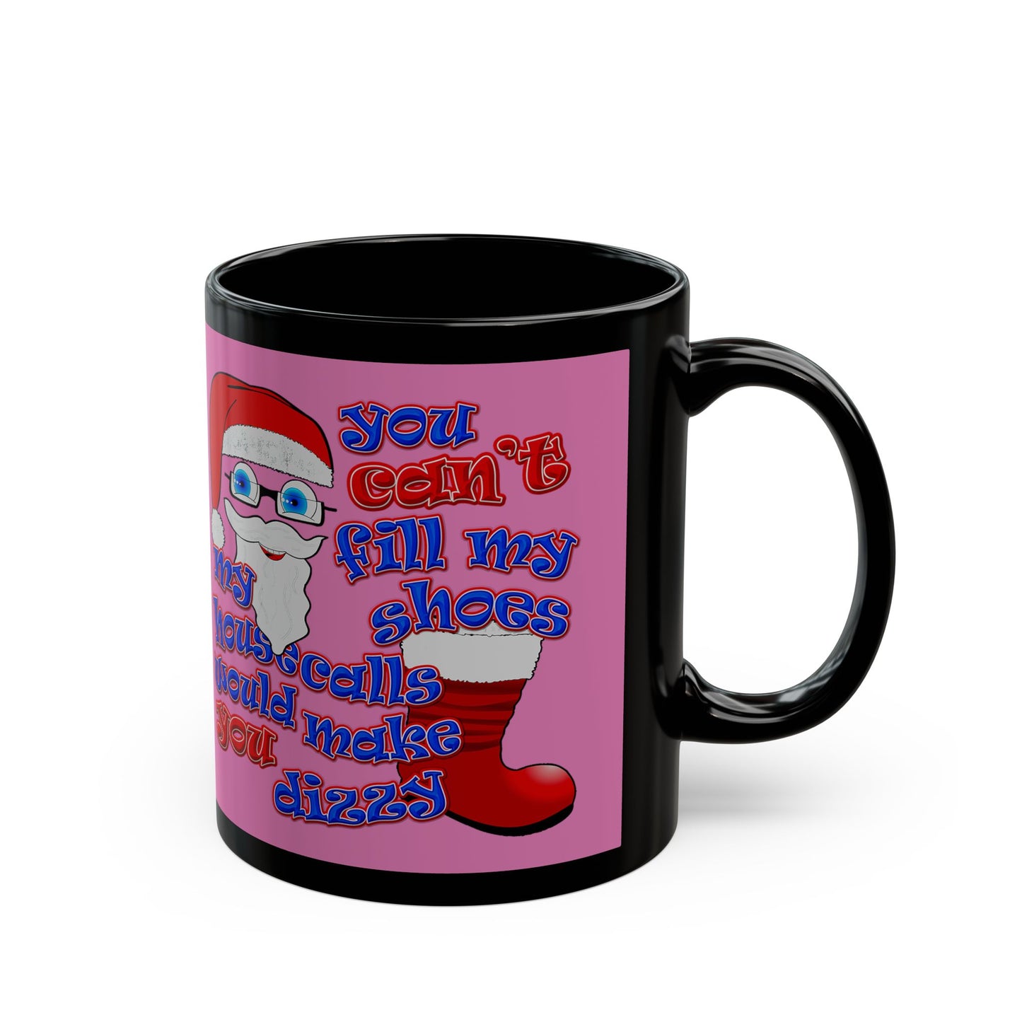 santa's shoes - Black Mug (light pink)