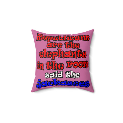 donkeys and elephants - Faux Suede Square Pillow - (light pink)
