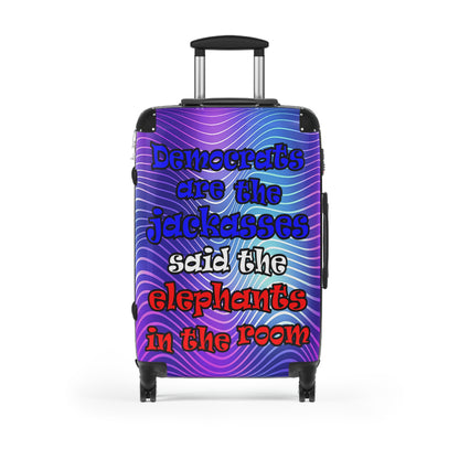 donkeys and elephants - Suitcase (purple wave)