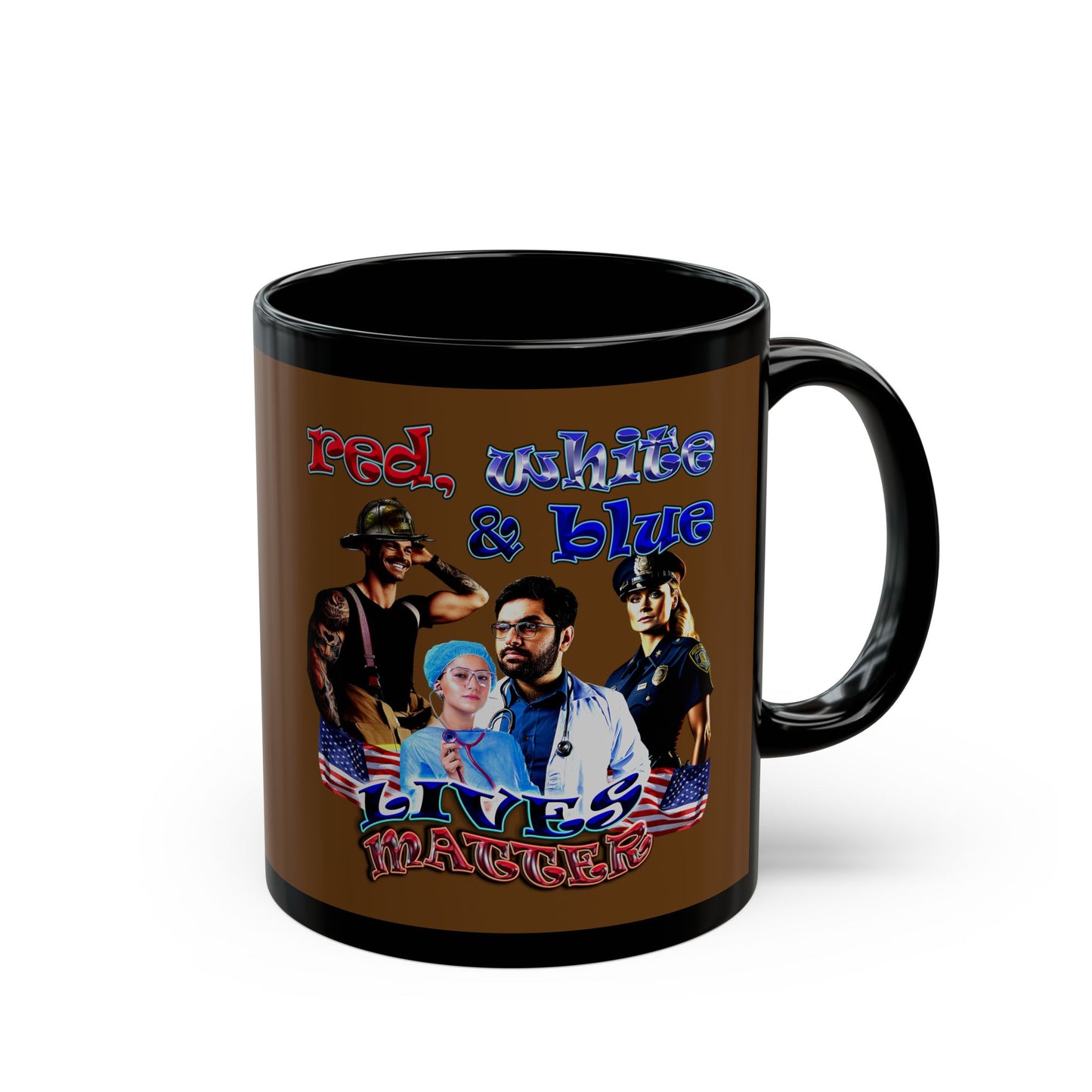 rw&b lives matter - Black Mug (brown)