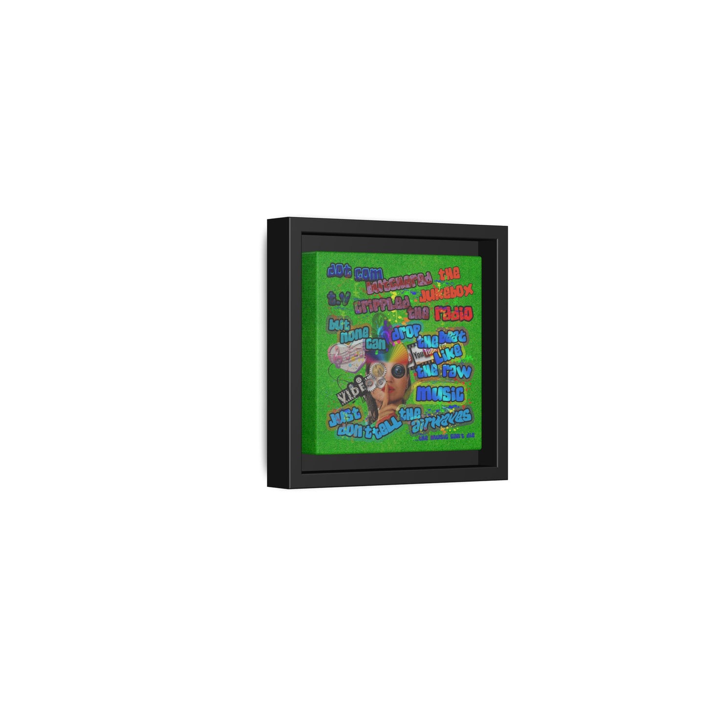 drop the beat - framed canvas art (green turf)