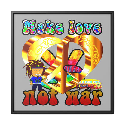 love peace - framed canvas art (light grey)