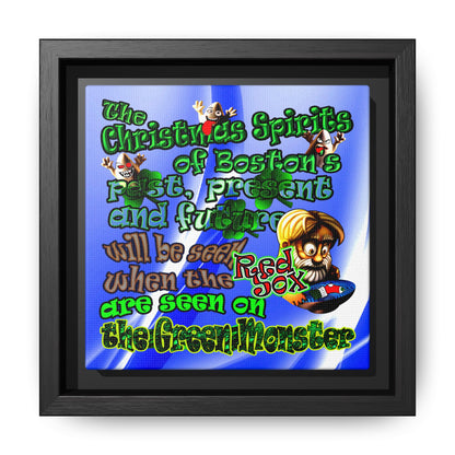 christmas spirits of boston - framed canvas art (blue-white wave)