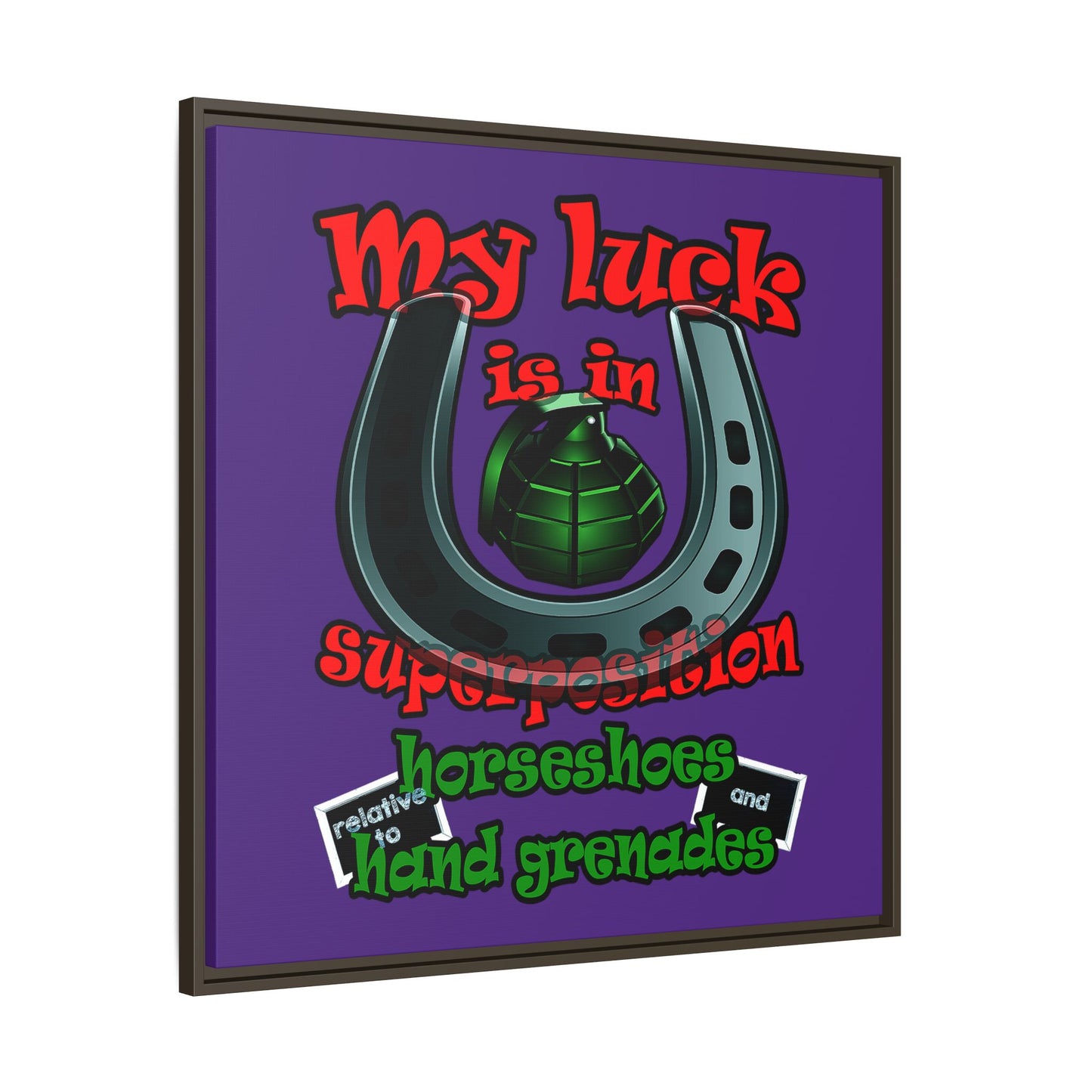 my luck - framed canvas art (purple)