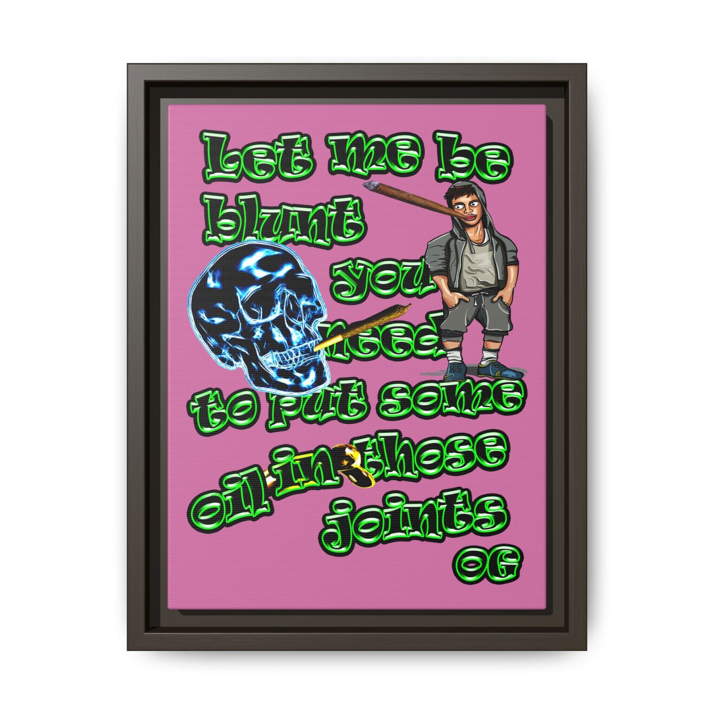 og - framed canvas art (light pink)