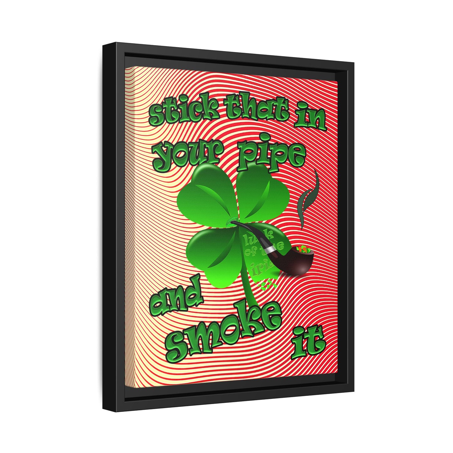 stick that in your pipe and smoke it - framed canvas art (yellow-orange wave)
