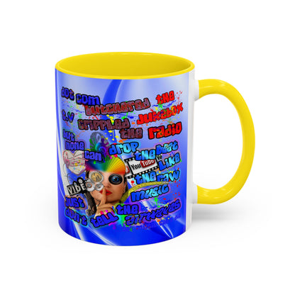 drop the beat - Accent Mug (blue-white wave)