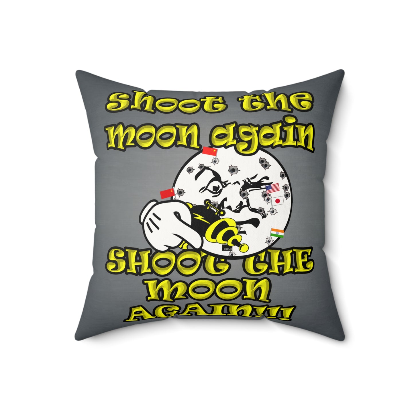 shoot the moon again - Faux Suede Square Pillow - (grey-light grey)