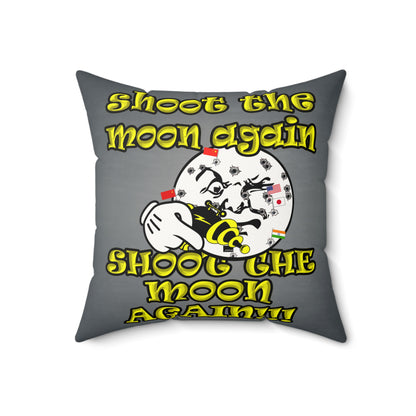 shoot the moon again - Faux Suede Square Pillow - (grey-light grey)