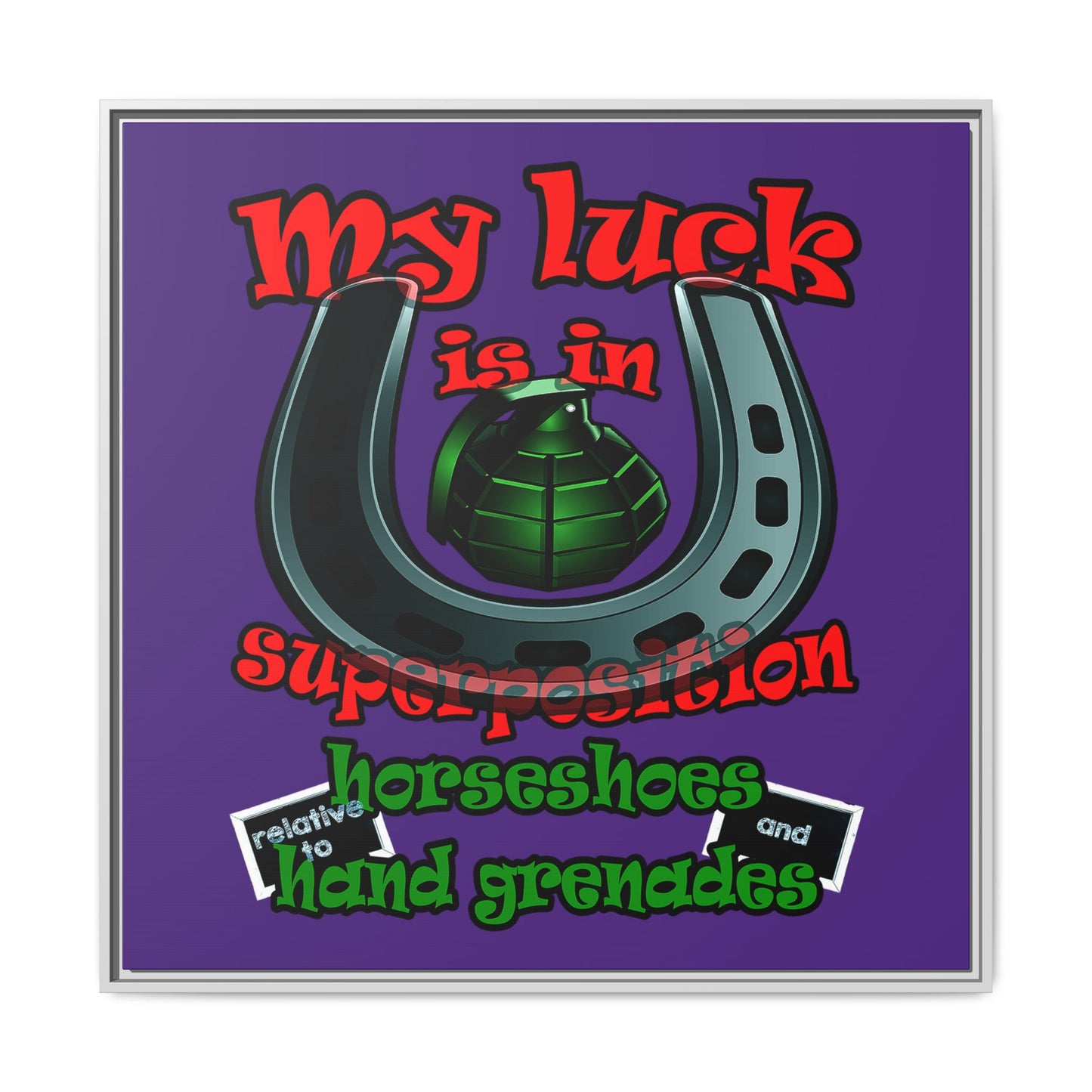 my luck - framed canvas art (purple)
