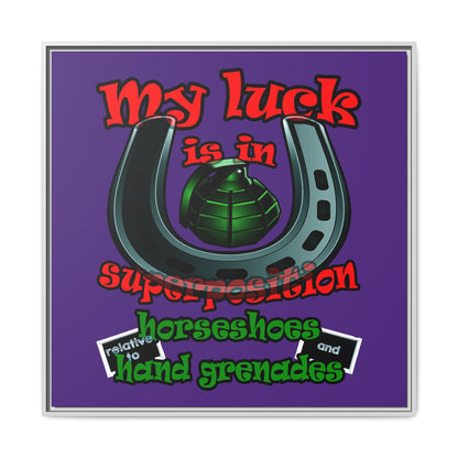 my luck - framed canvas art (purple)