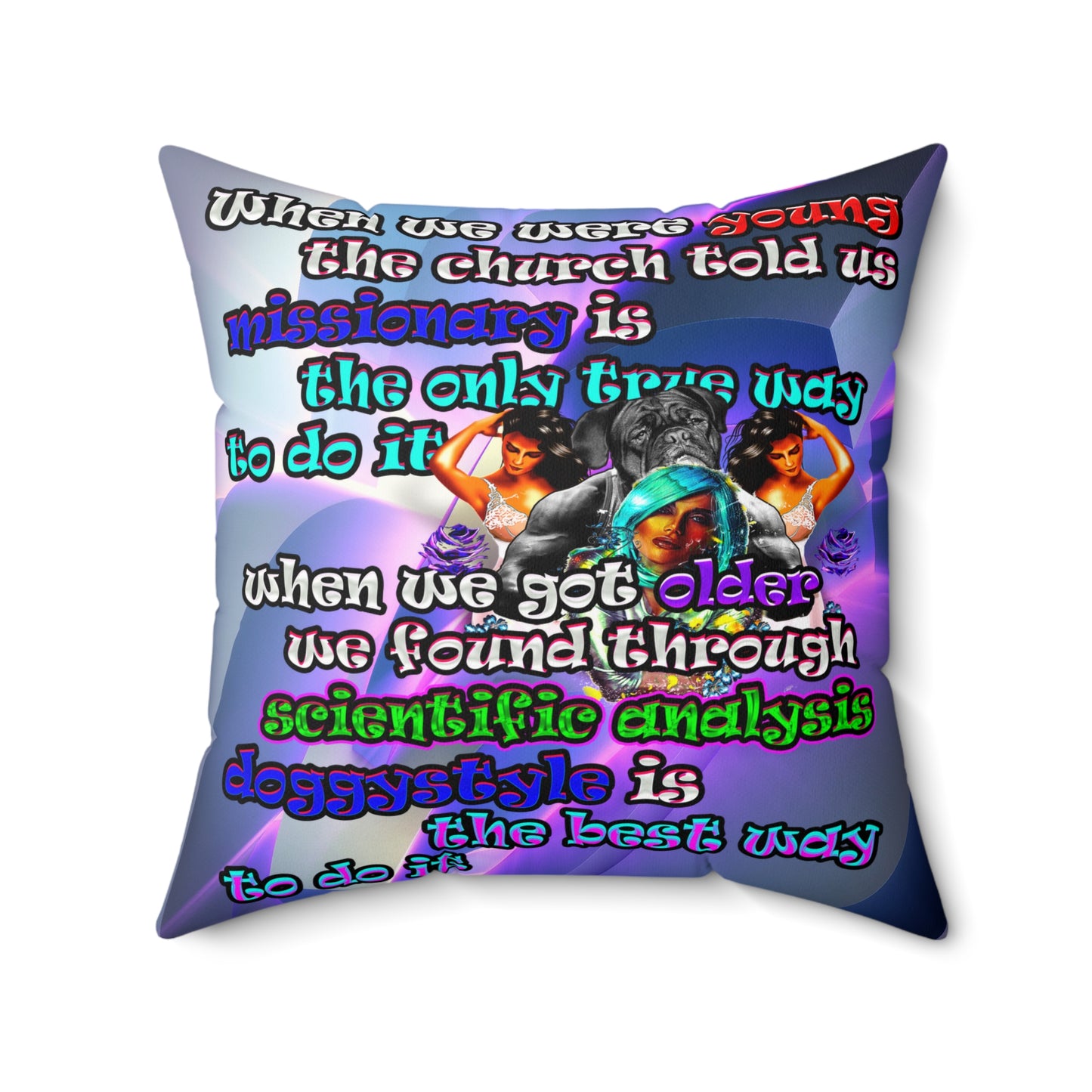 doggystyle - Spun Polyester Square Pillow - (grey-pink wave)