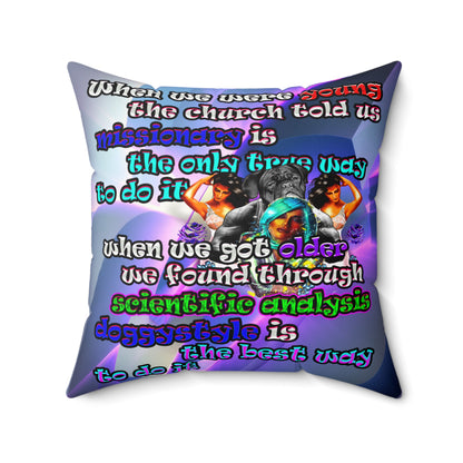 doggystyle - Spun Polyester Square Pillow - (grey-pink wave)