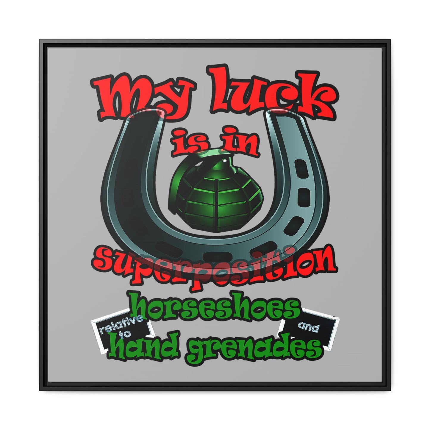 my luck - framed canvas art (light grey)