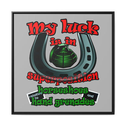 my luck - framed canvas art (light grey)