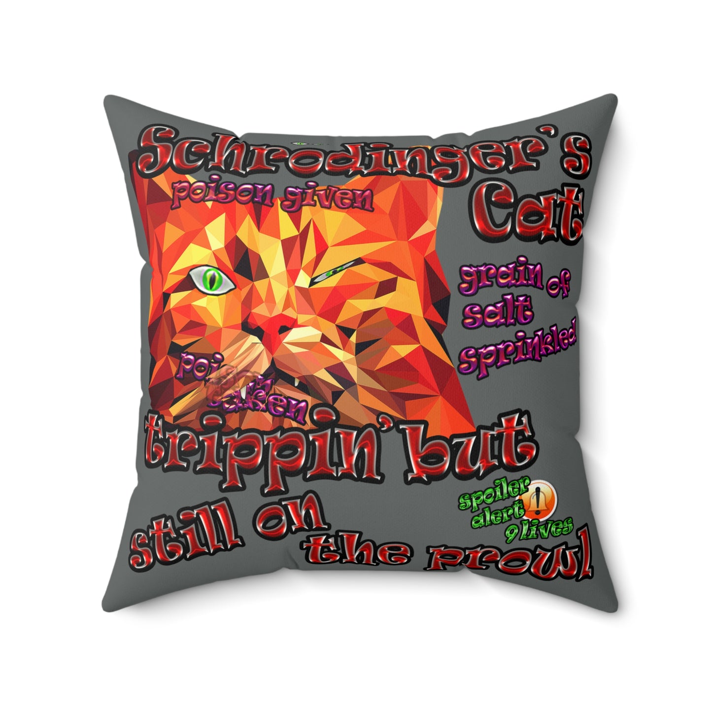 schrodinger's cat - Faux Suede Square Pillow - (dark grey)