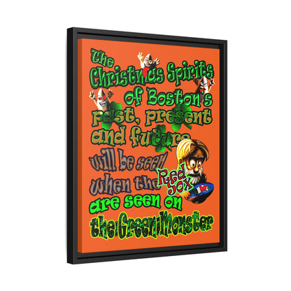christmas spirits of boston - framed canvas art (orange)
