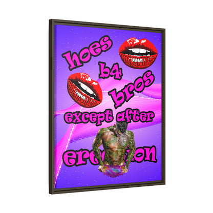 hoes b4 bros - framed canvas art (purple-pink wave)