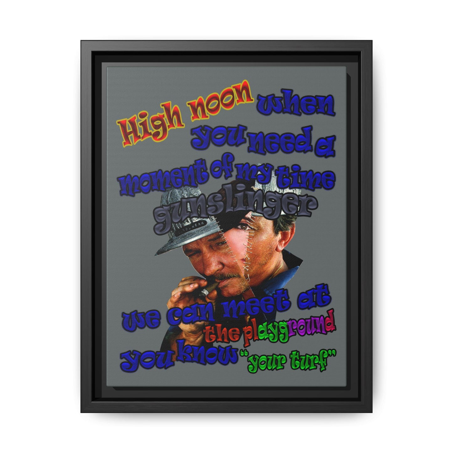 high noon - framed canvas art (dark grey)
