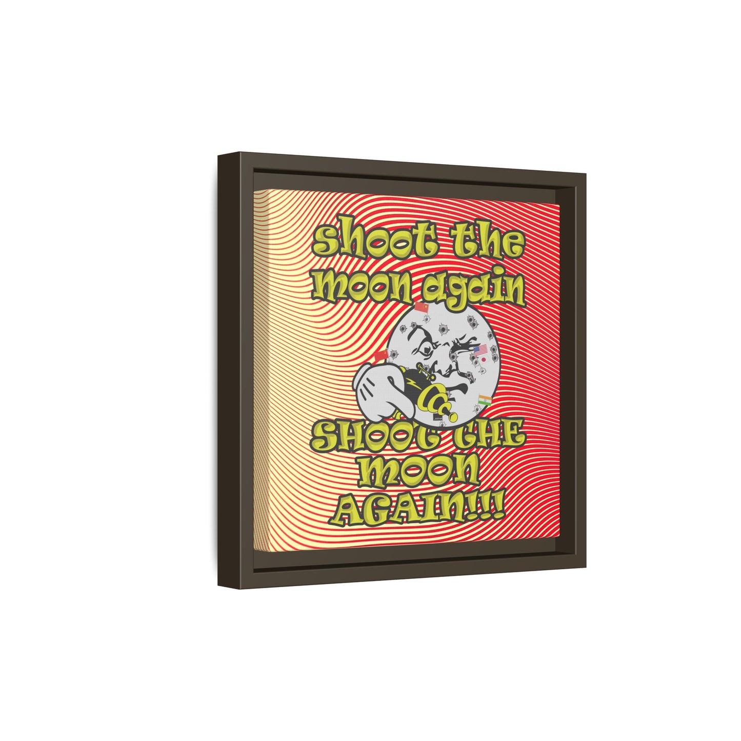 shoot the moon again - framed canvas art (yellow-orange wave)