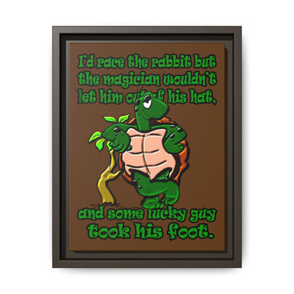 turtle race - framed canvas art (brown)