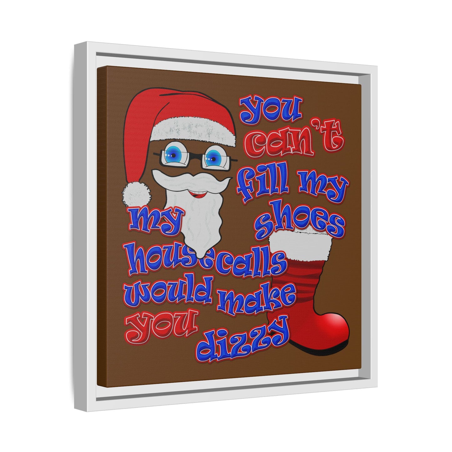 santa's shoes - framed canvas art (brown)