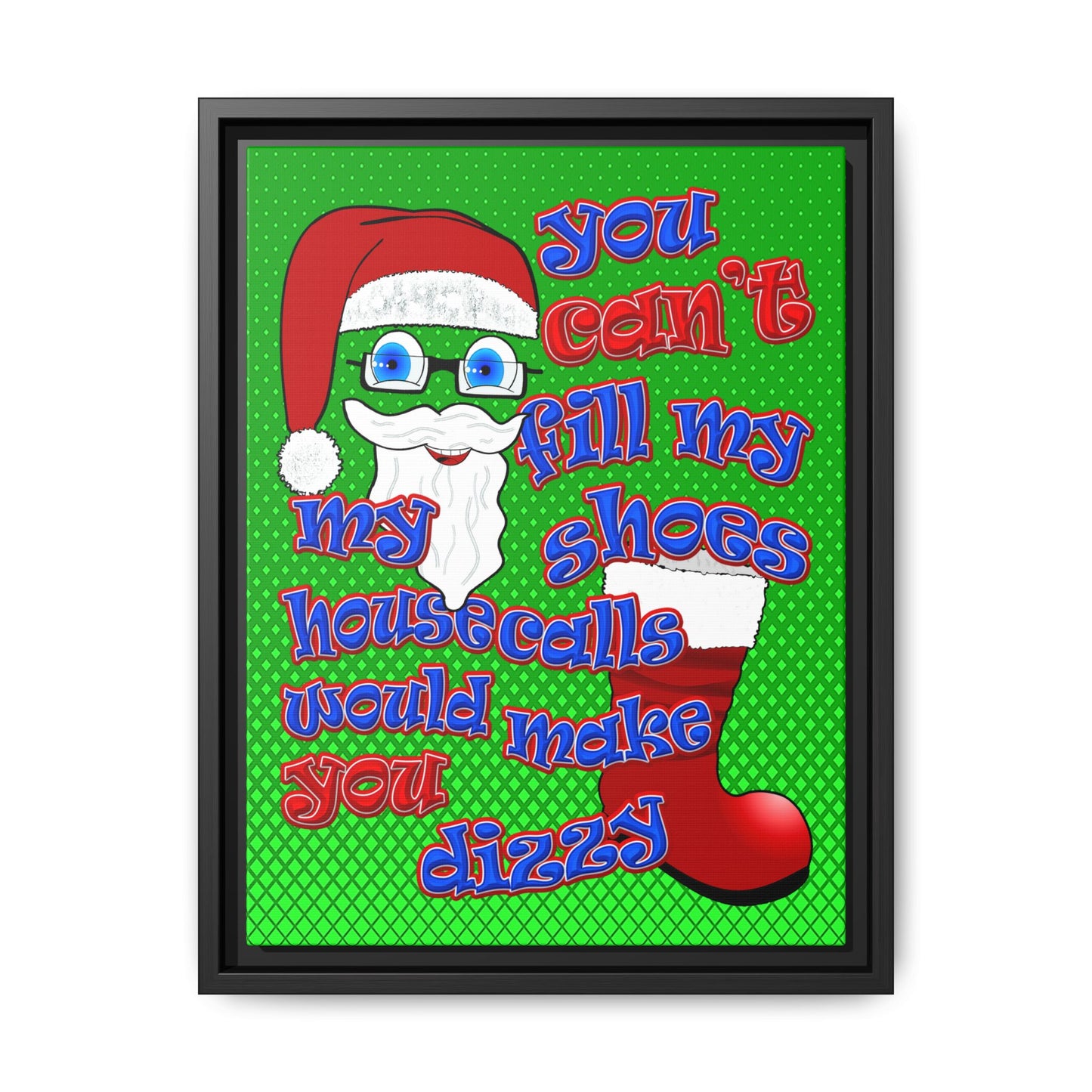 santa's shoes - framed canvas art (logo green)