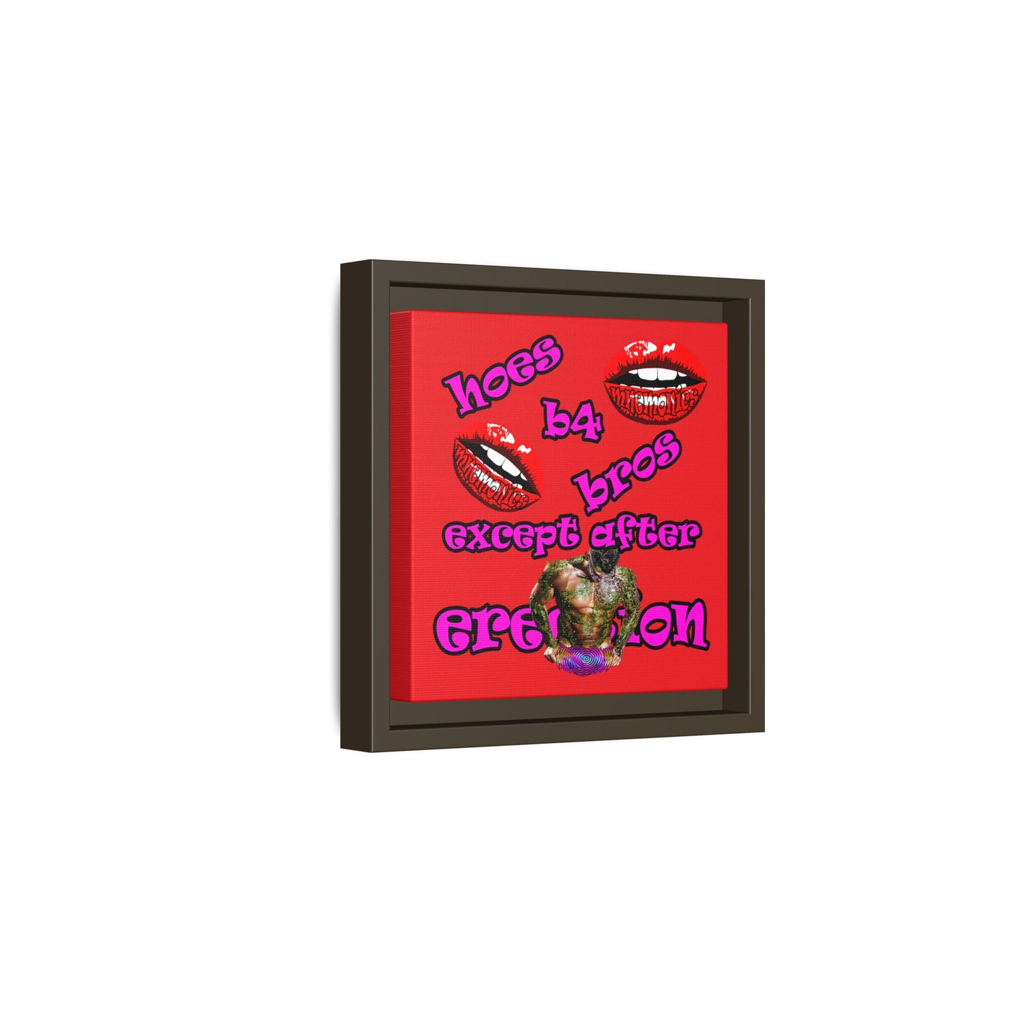 hoes b4 bros - framed canvas art (red)