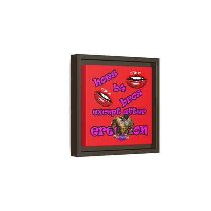 hoes b4 bros - framed canvas art (red)