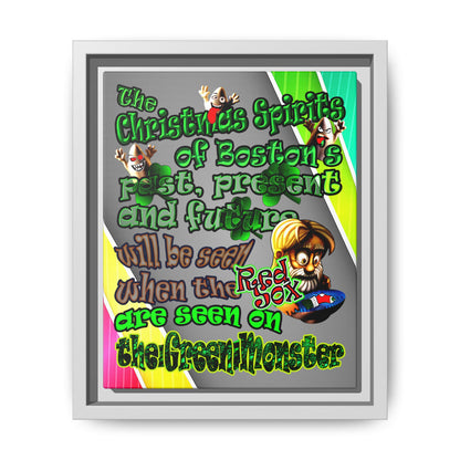 christmas spirits of boston - framed canvas art (rainbow split)