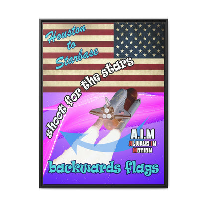 shoot for the stars - framed canvas art (purple-pink wave)