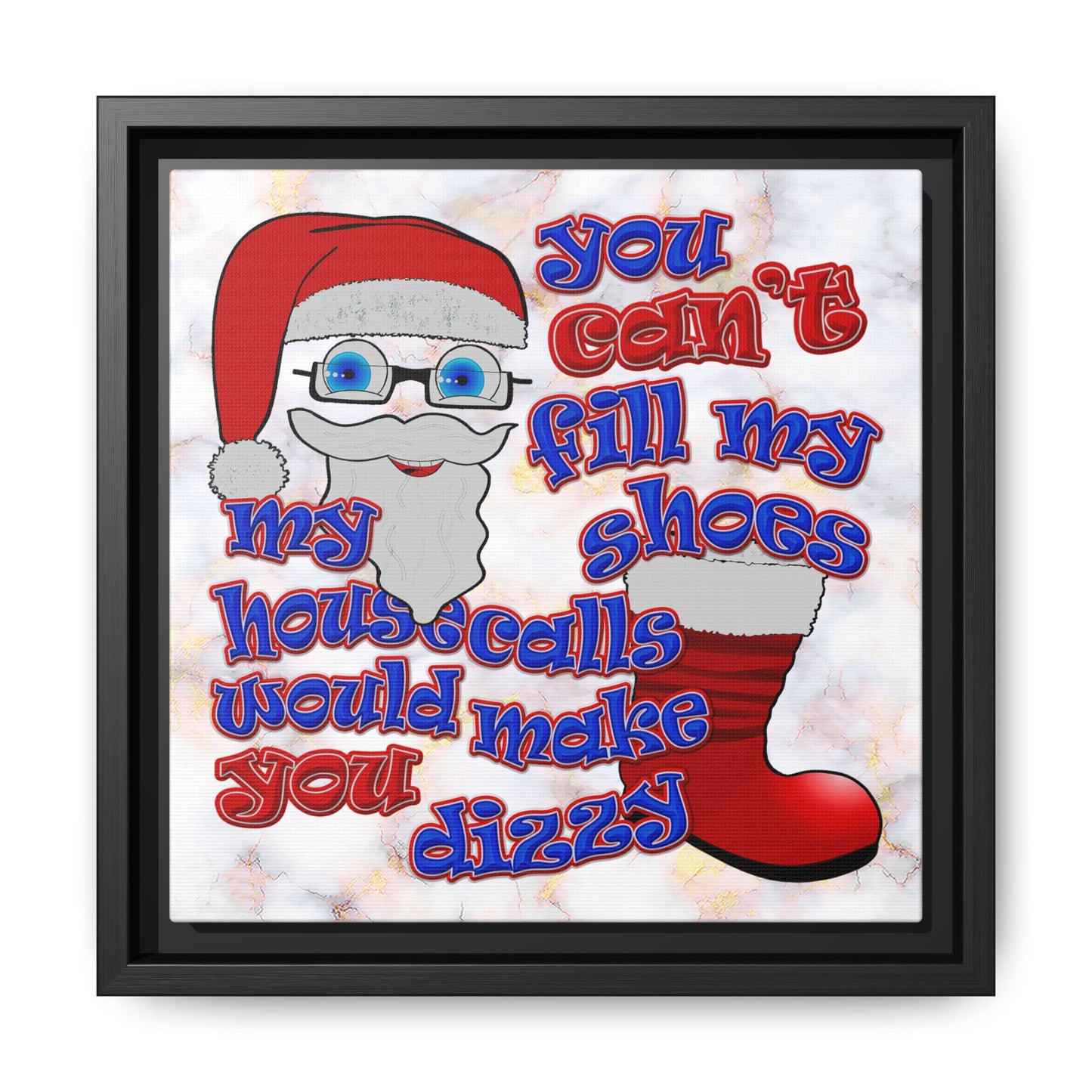 santa's shoes - framed canvas art (white marble)